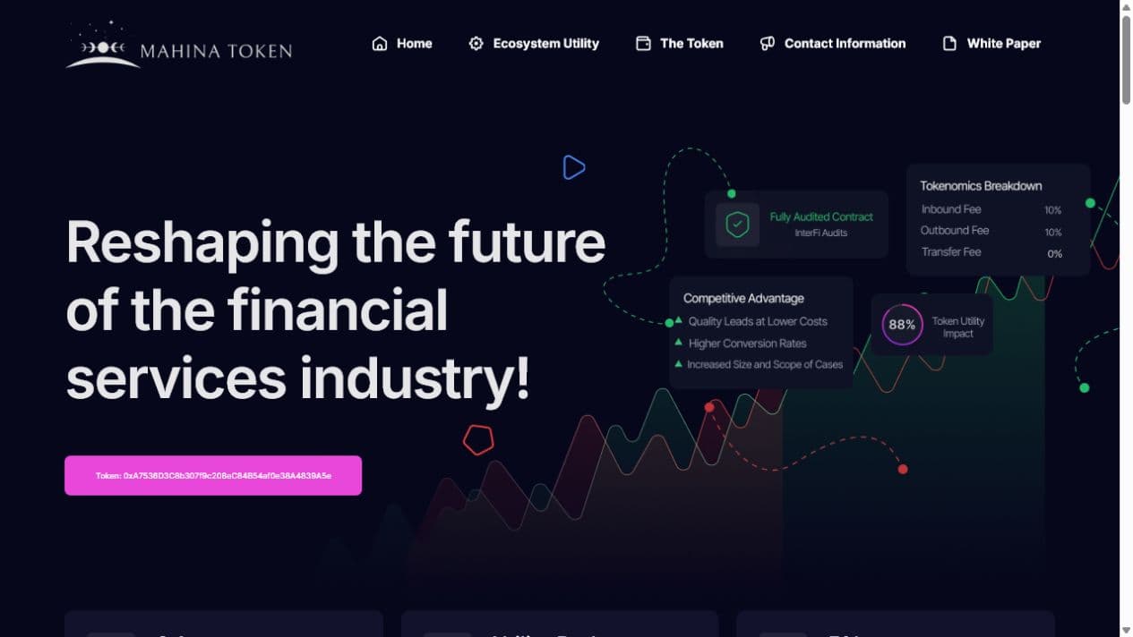 Mahina Token Web3 platform homepage
