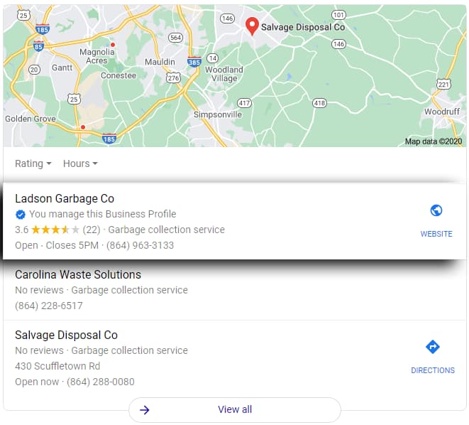 Ladson Garbage Co. ranking screenshot